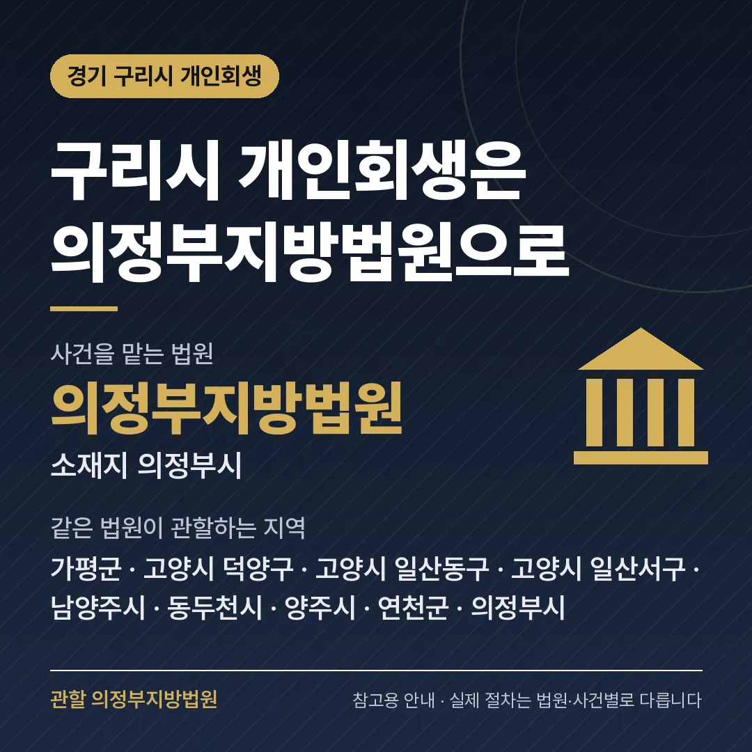 경기 구리시 개인회생 관할 법원 — 의정부지방법원 경기 구리시 개인회생 관할 법원 — 의정부지방법원