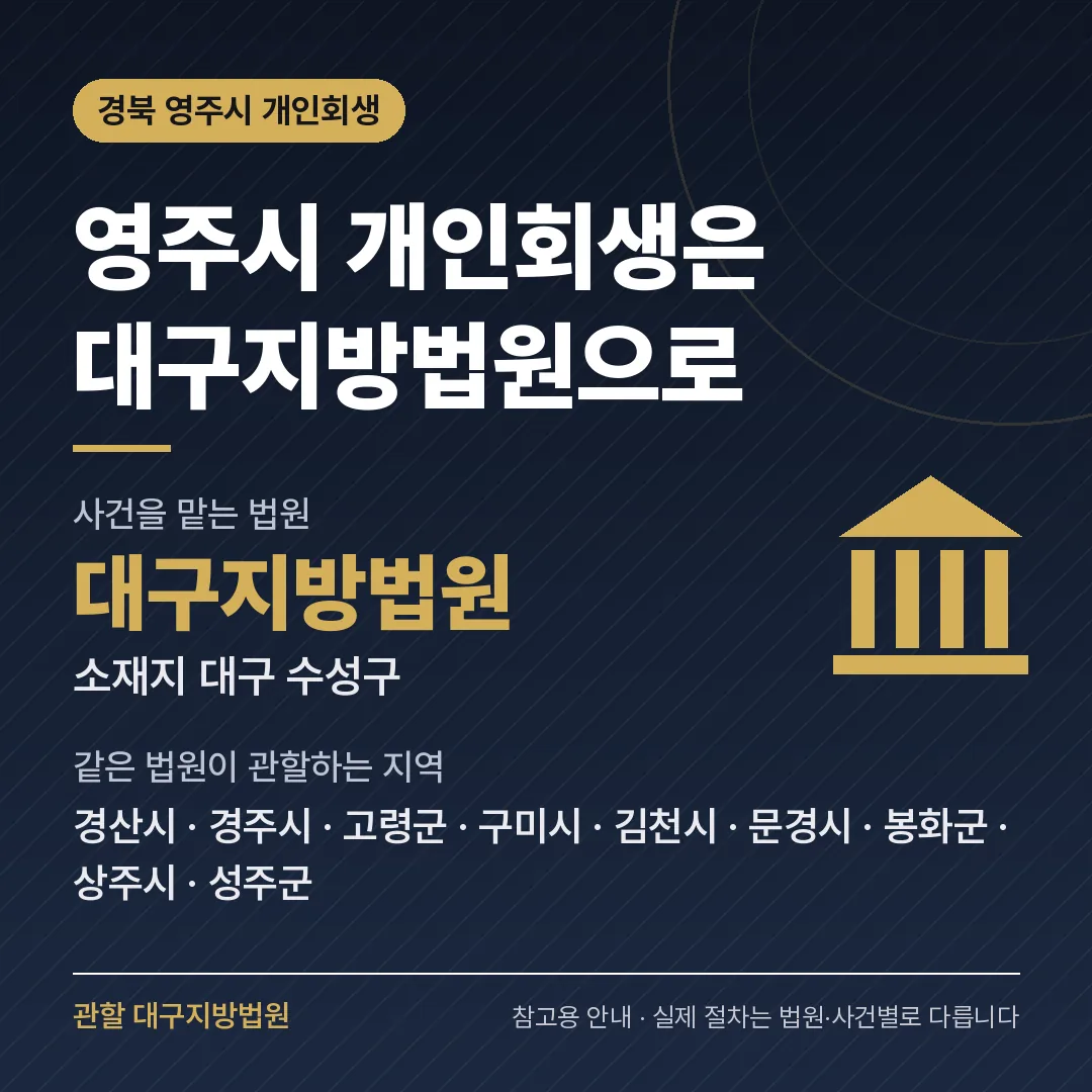 경북 영주시 개인회생 관할 법원 — 대구지방법원 경북 영주시 개인회생 관할 법원 — 대구지방법원