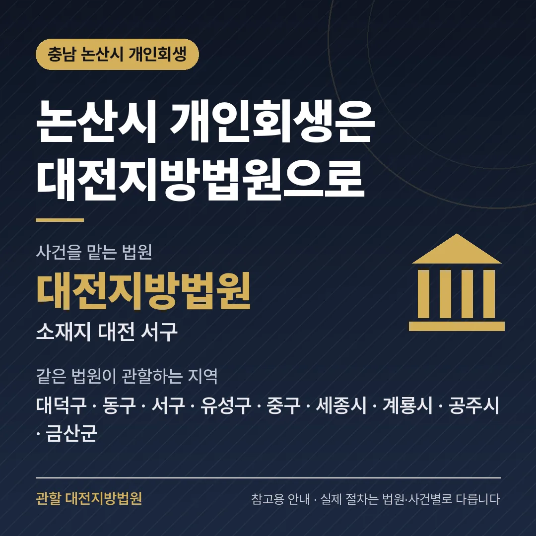 충남 논산시 개인회생 관할 법원 — 대전지방법원