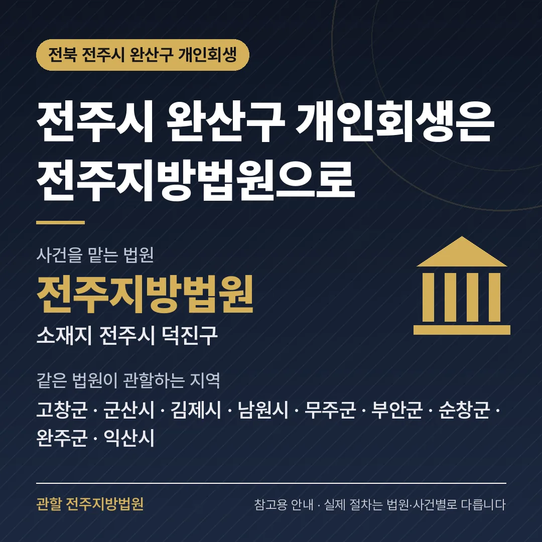전북 전주시 완산구 개인회생 관할 법원 — 전주지방법원 전북 전주시 완산구 개인회생 관할 법원 — 전주지방법원