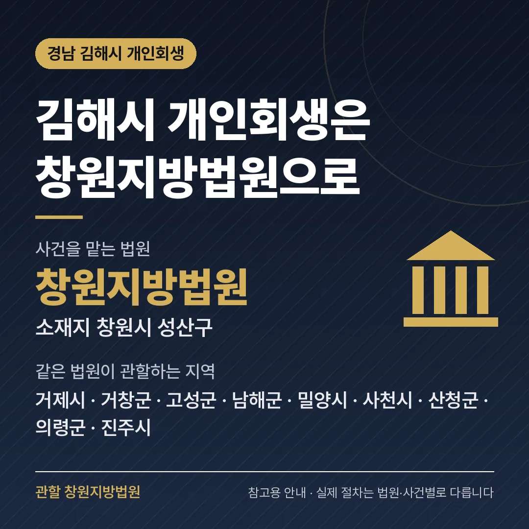 경남 김해시 개인회생 관할 법원 — 창원지방법원