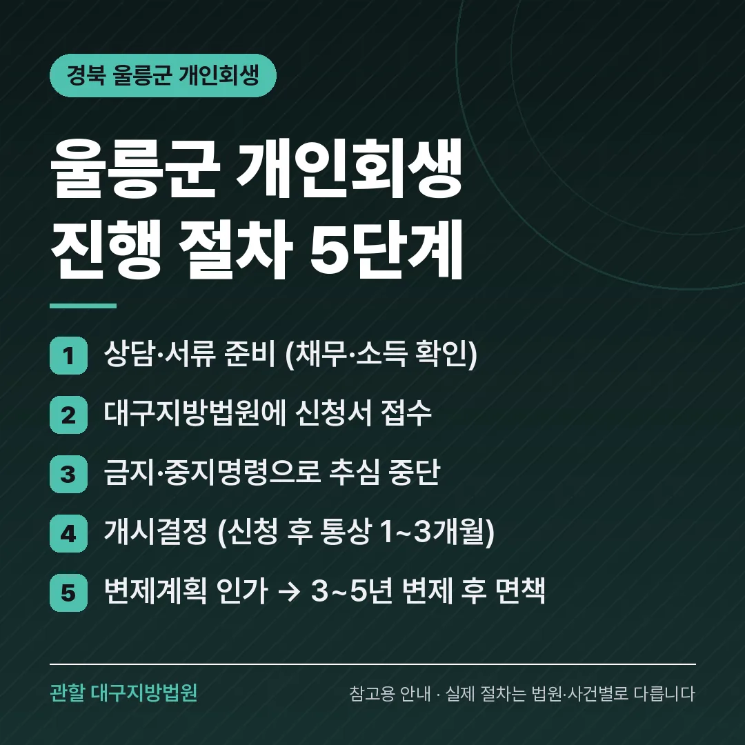 경북 울릉군 개인회생 진행 절차 5단계