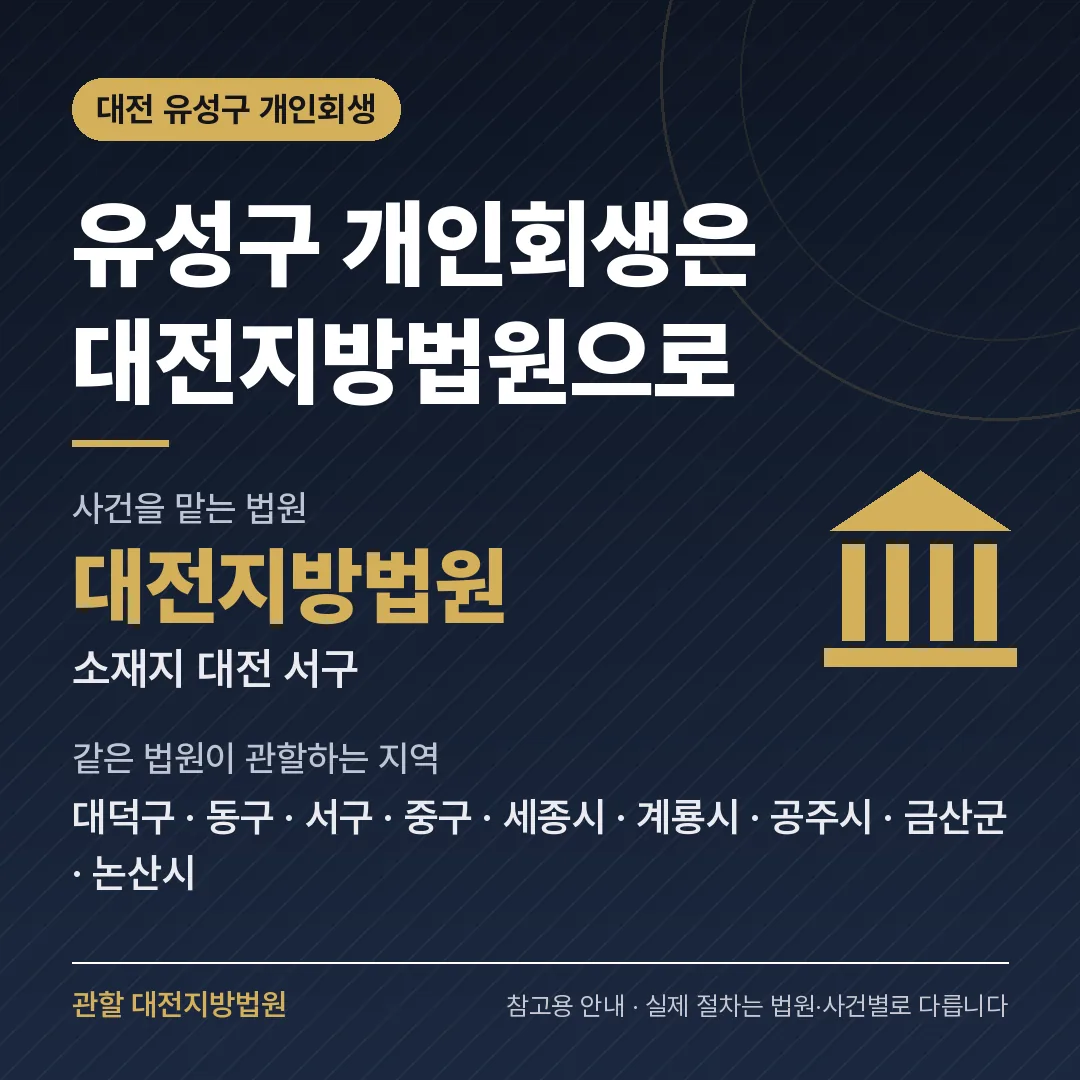 대전 유성구 개인회생 관할 법원 — 대전지방법원 대전 유성구 개인회생 관할 법원 — 대전지방법원